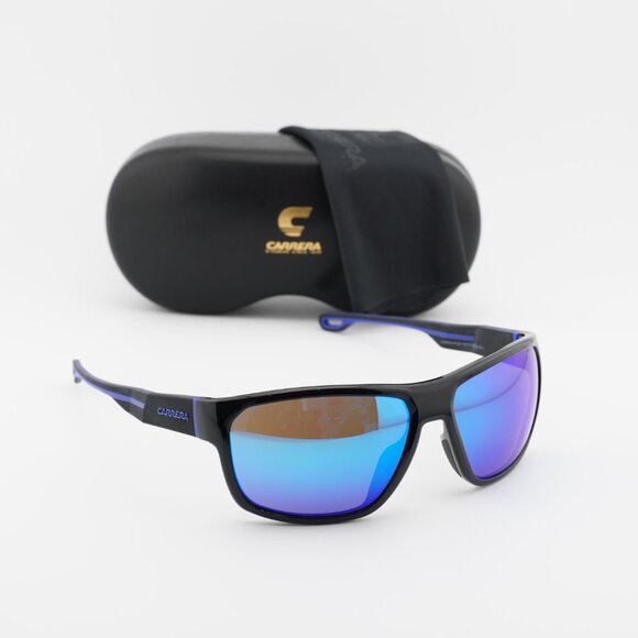 CARRERA 4018/S 0D51 Z0 Rectangle Sunglasses - Black/Blue Mirror - Picture 7 of 10